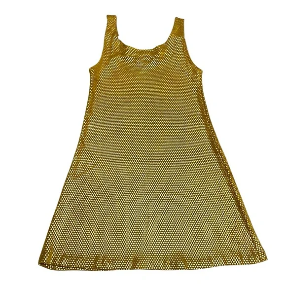 BETSEY JOHNSON Gold Sleeveless Mini Dress Shimmer Shiny Party Dress S-M size - Picture 2 of 6